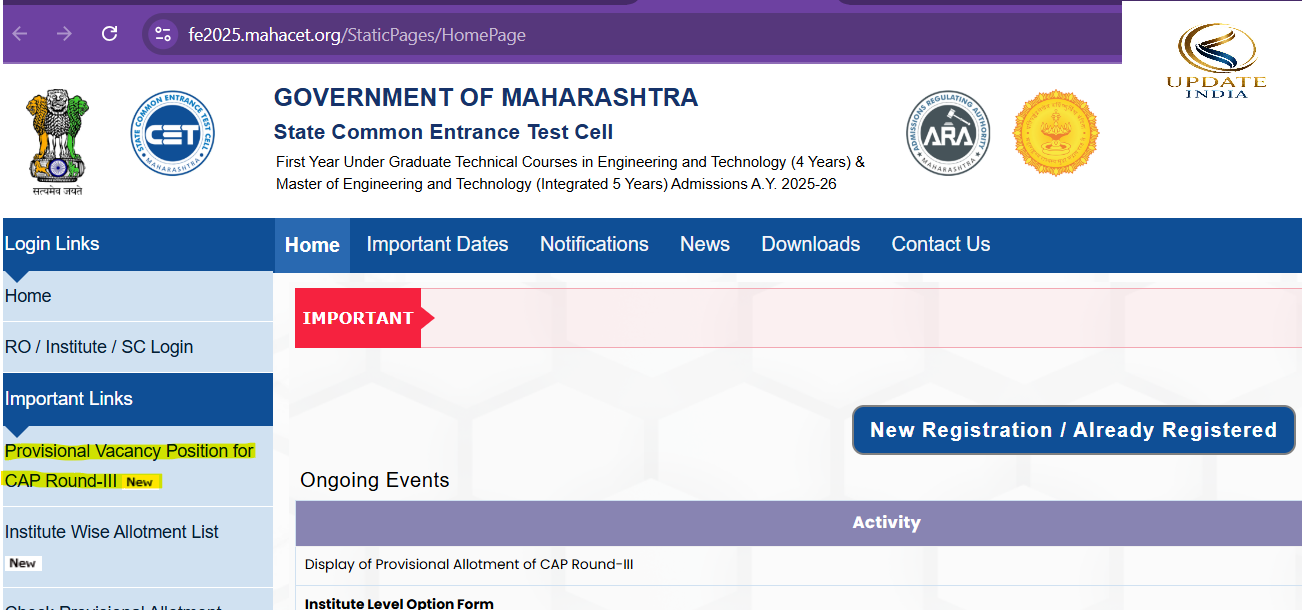 Maharashtra Engineering FE 2025: Round 3 Allotment Results & Admission Process