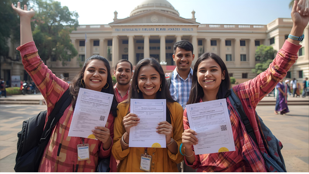 Students celebrating WBJEE 2025 result success