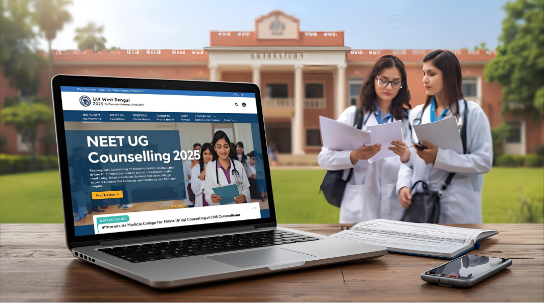 West Bengal NEET UG Counselling 2025 Round 1 revised schedule and seat allotment result at wbmcc.nic.in – students checking results and documents during medical admission process