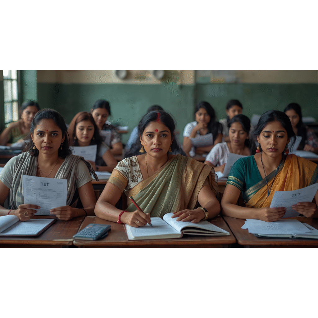 Group of school teachers preparing for Teacher Eligibility Test (TET) after Supreme Court ruling